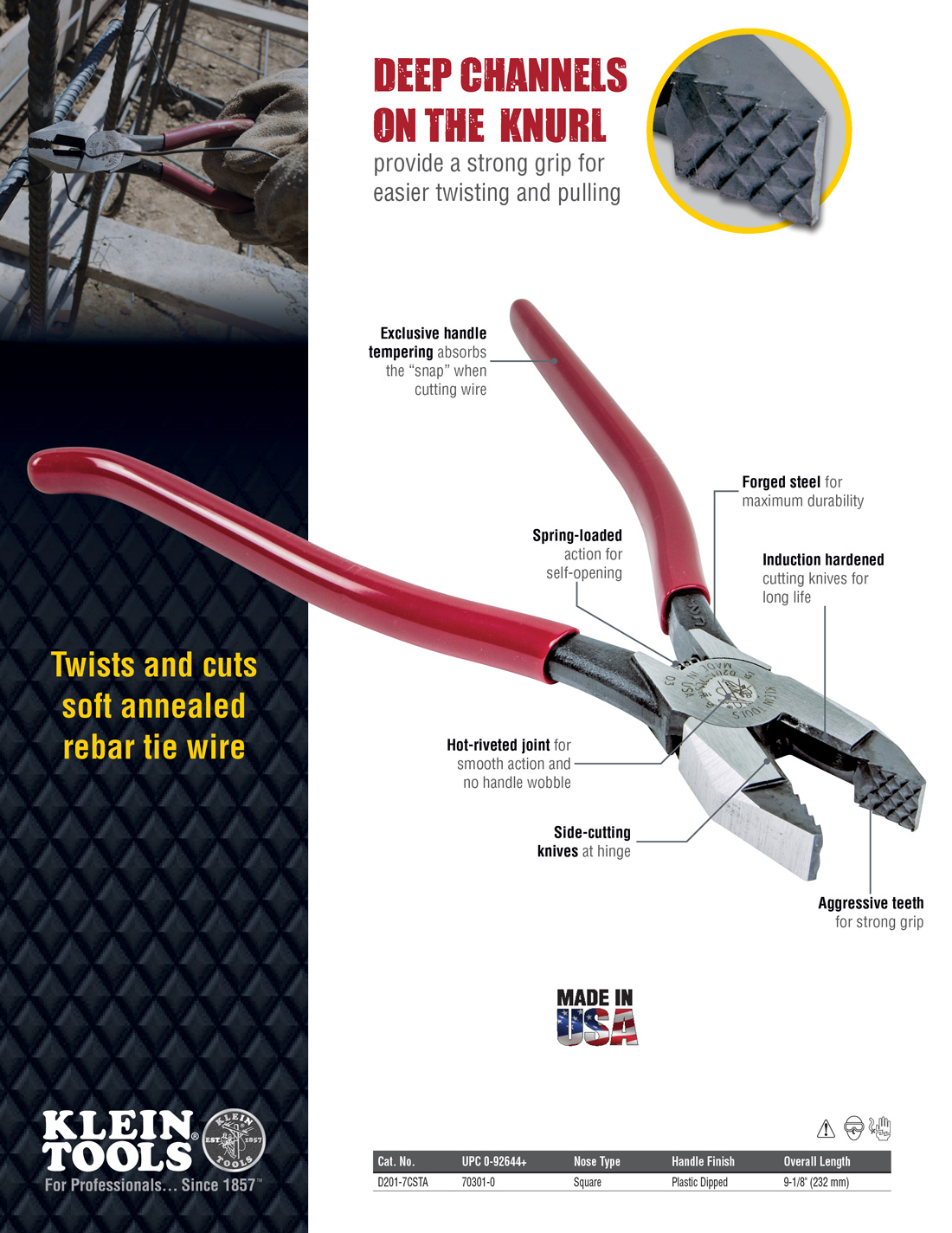 Klein Tools 9 in. Aggressive Knurl Ironworker's PliersD2017CSTA The Home Depot